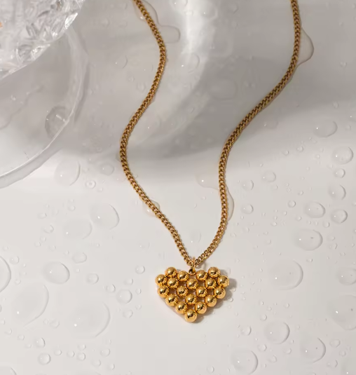 Gold Heart Beads Necklace