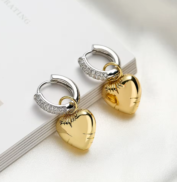 Double Gold Heart Earrings