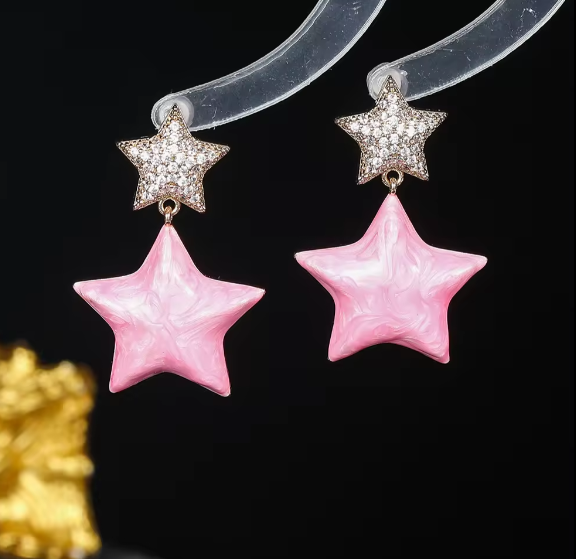 Creamy Pink Star Earrings